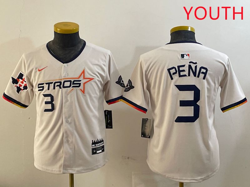 Youth Houston Astros 3 Pena Cream Three generations Joint Name 2025 Nike MLB Jersey style 4112